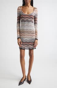 Missoni Metallic Zigzag Sequin Long Sleeve Sweater Dress