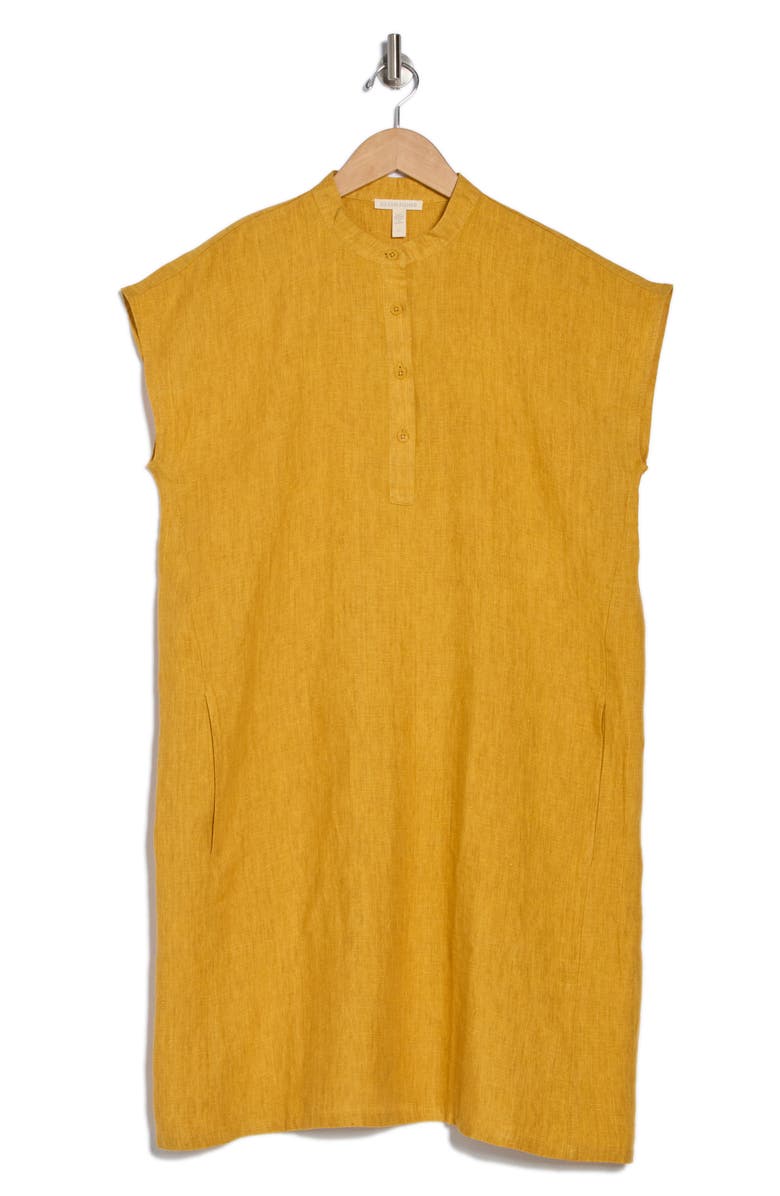 Eileen Fisher Short Sleeve Organic Linen Shift Dress, Alternate, color,