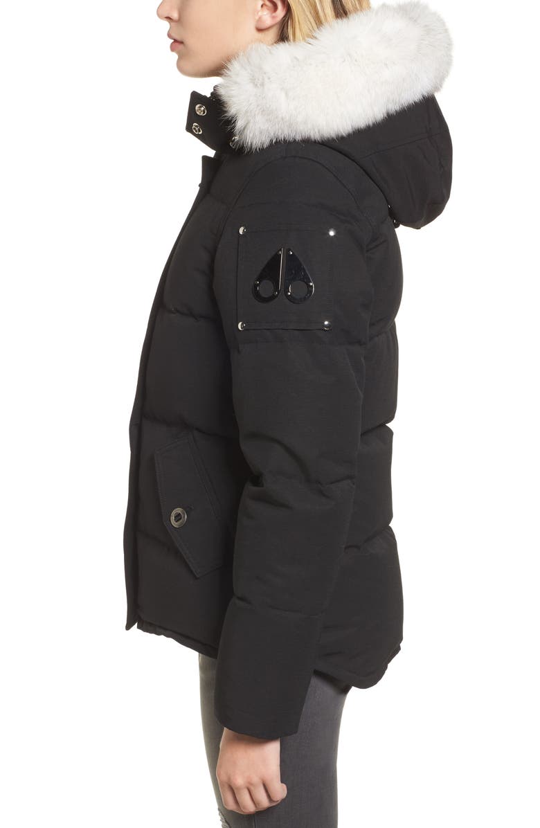 Moose Knuckles Genuine Fox Fur Trim Hooded Down Coat, Alternate, color,