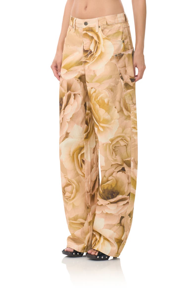 Bexley Floral Barrel Leg Jeans, Alternate, color, GOLD ROSE PRINT