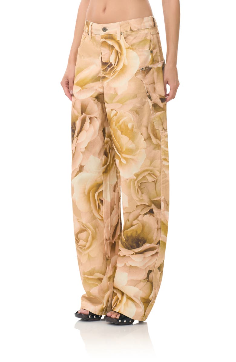 AFRM Bexley Floral Barrel Leg Jeans, Alternate, color, Gold Rose Print