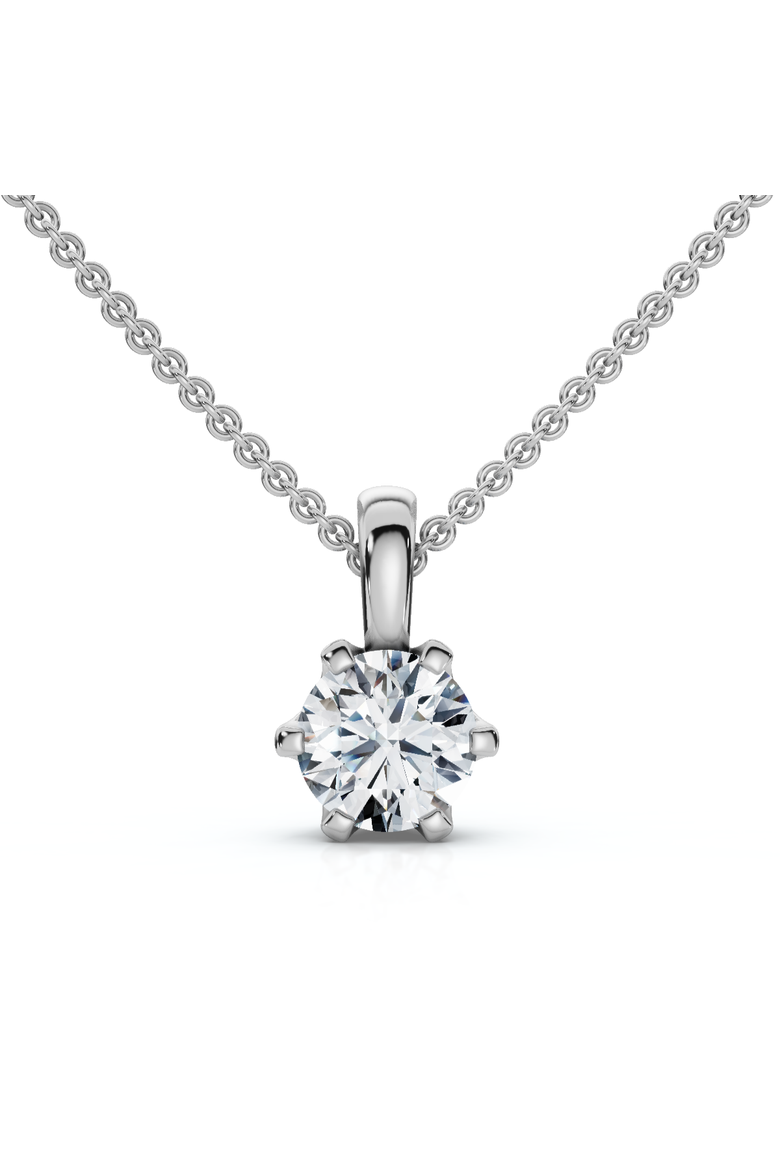 1/4Ct Round Solitaire Brilliant Cut Lab Grown Diamond Pendant 18" Necklace, Main, color, White Gold