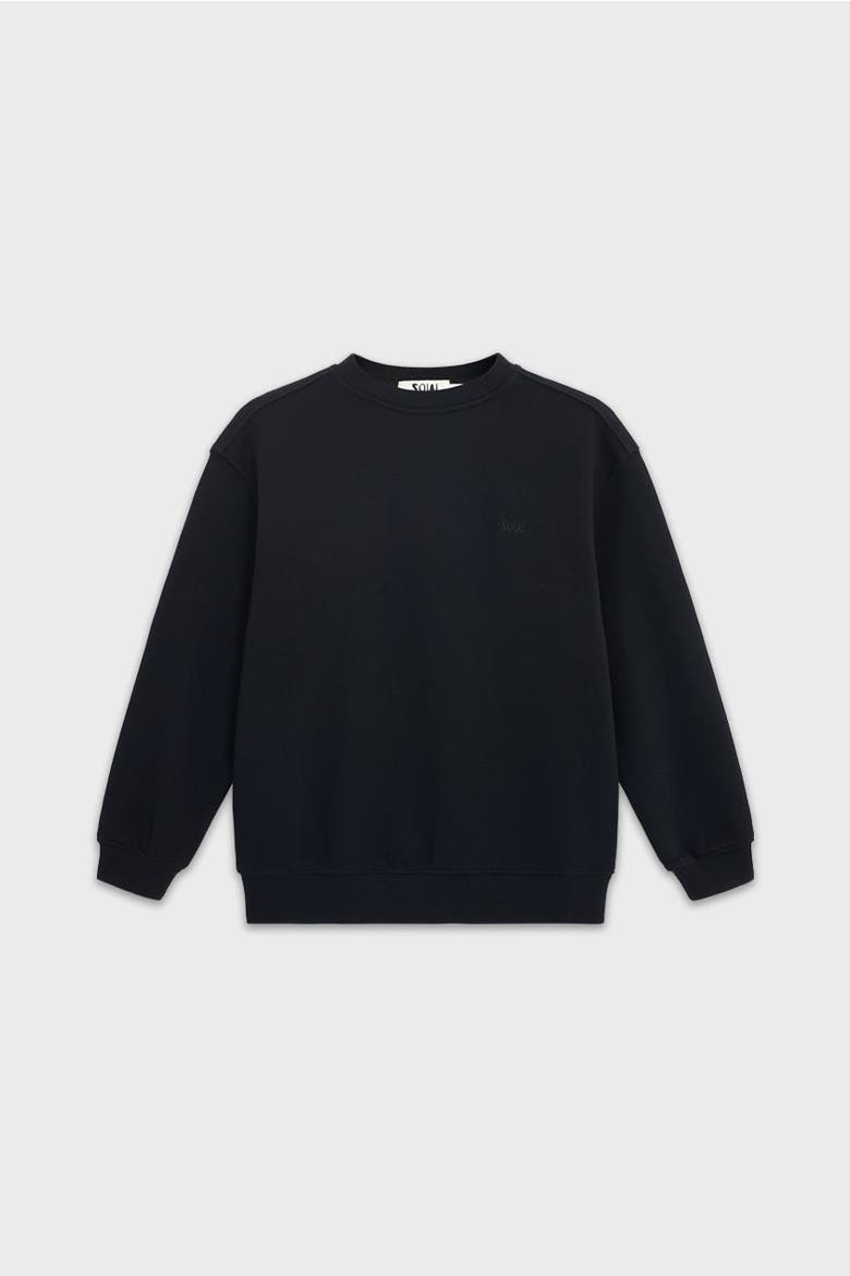 Relaxed Cotton Sweatshirt With Embroidery, Main, color, Black