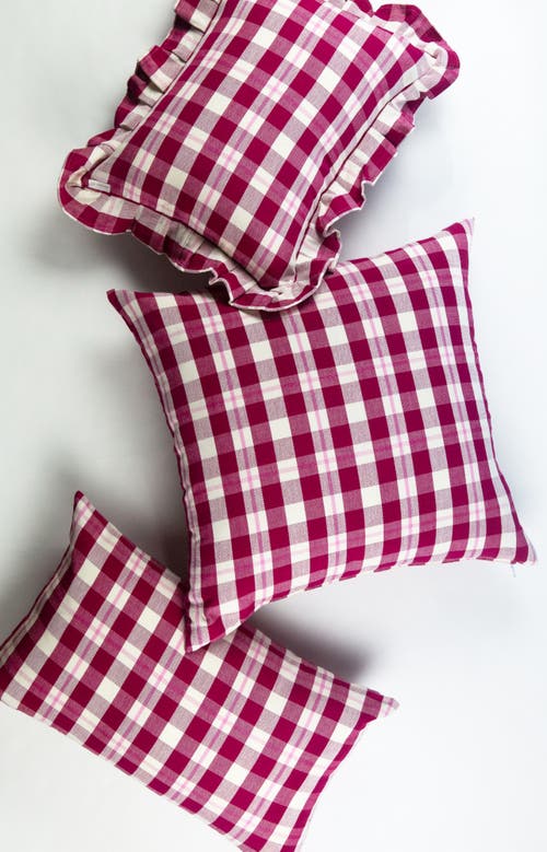 Archive New York Handwoven Abigail Cranberry Cotton Throw Pillow In Pink