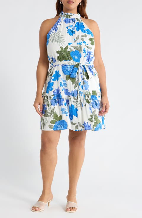Zurie Siana Floral Halter Dress (Plus)