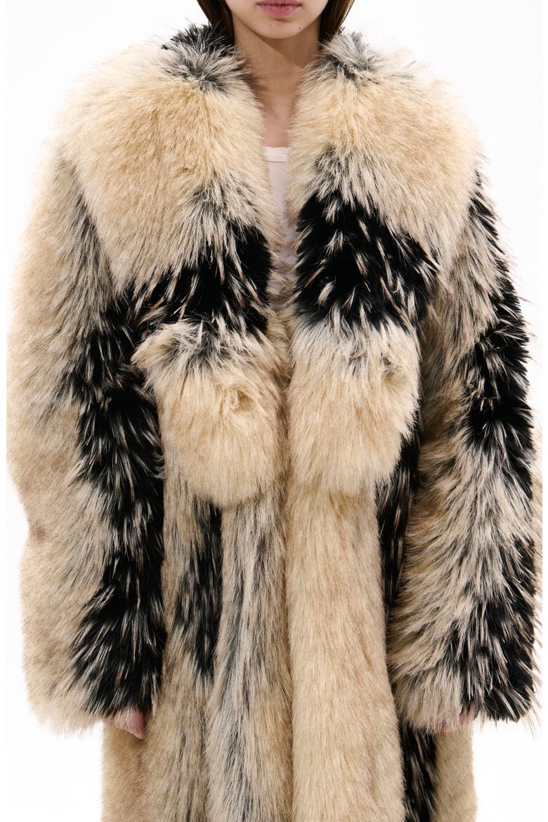 Aurora Faux Fur Coat, Alternate, color, TAN MULTI