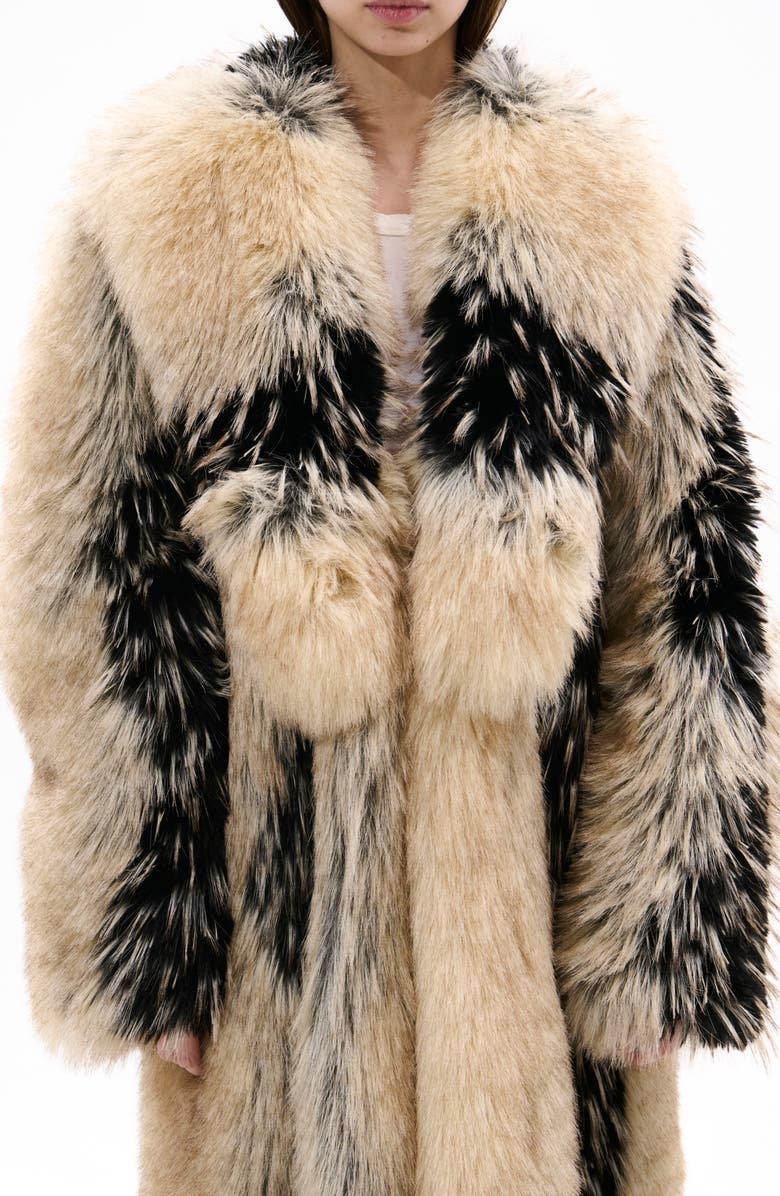 AZALEA WANG Aurora Faux Fur Coat, Alternate, color, Tan Multi