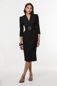 Karen Millen 3/4 Sleeve Belted Midi Dress