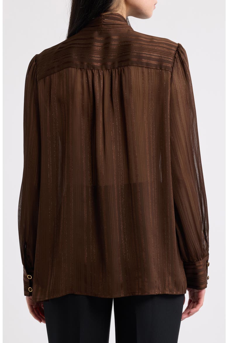 Metallic Stripe Chiffon Top, Alternate, color, ESPRESSO