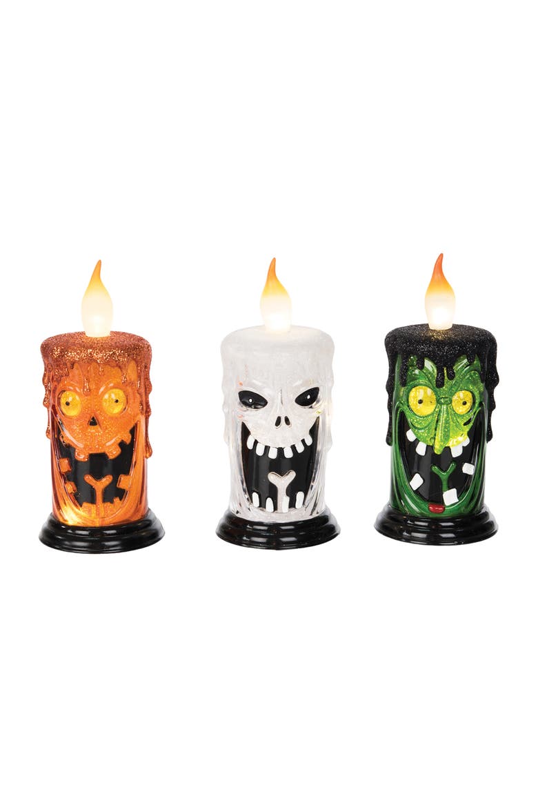 LED Halloween 5" Decorative Flameless Candles Assortment of 3, Main, color, Orange