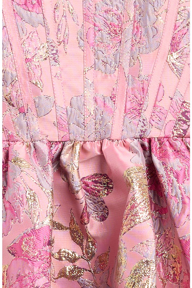 Kids' Metallic Floral Party Dress, Alternate, color, PINK