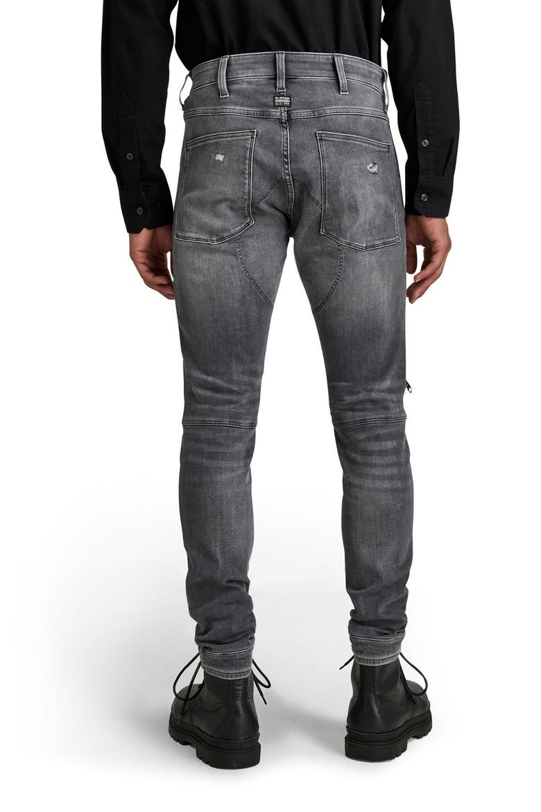 5620 3D Zip Knee Distressed Skinny Jeans, Alternate, color, VINTAGE RIPPED BASALT