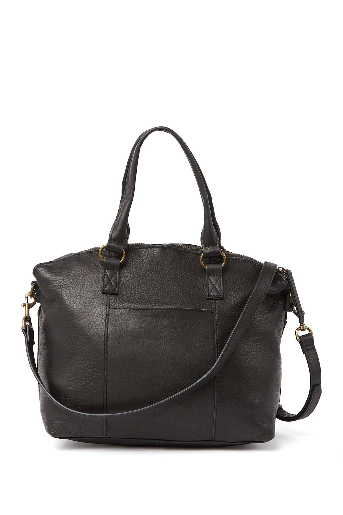 AMERICAN LEATHER CO. Carrie Dome Satchel, Alternate, color, Black Smooth