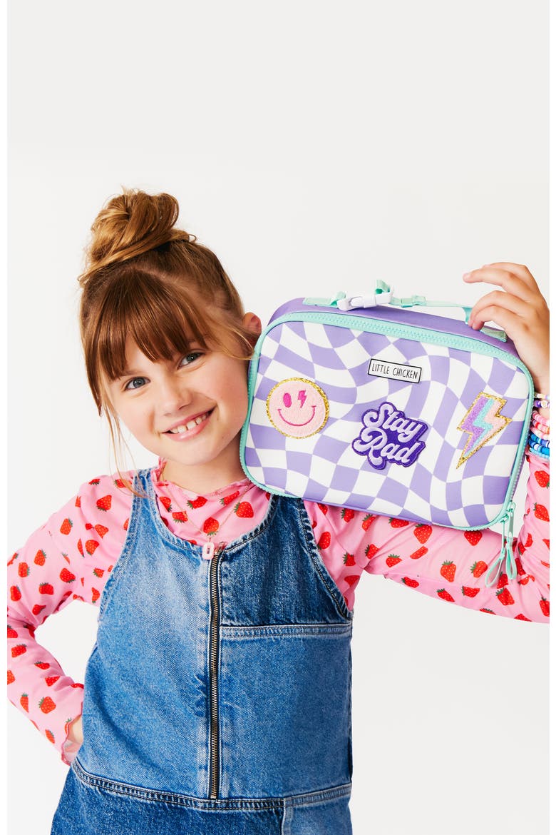 Kids' Patched Lunchbox, Alternate, color, Purple Checker