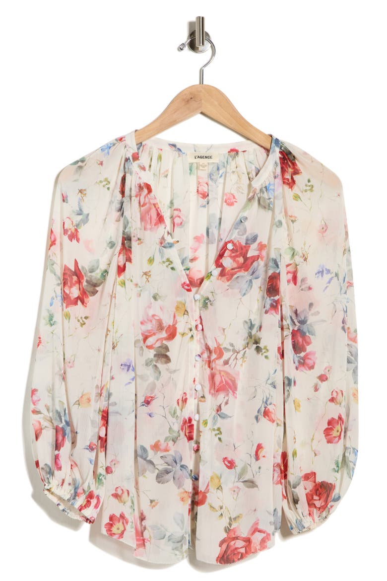 Teagan Dolman Sleeve Top, Alternate, color, IVORY WATERCOLOR DITSY FLORAL