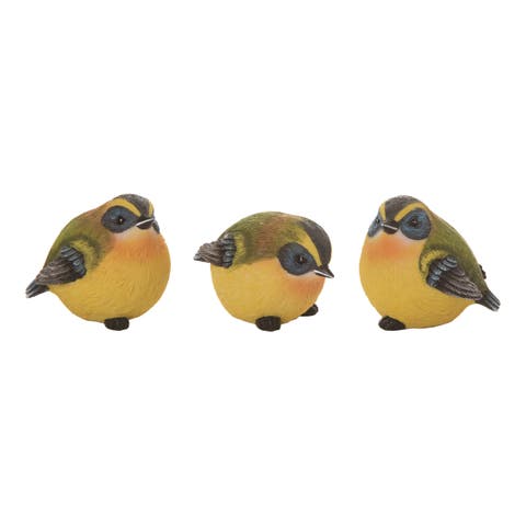 3.75 Inch Multicolor Spring Bird Figurines Set of 3 Decorative Polyresin Objects for Spring Decor