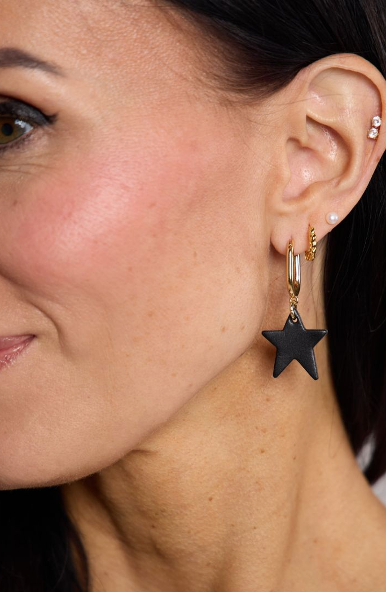 Nickel & Suede Tate Earrings, Alternate, color, Black / Gold