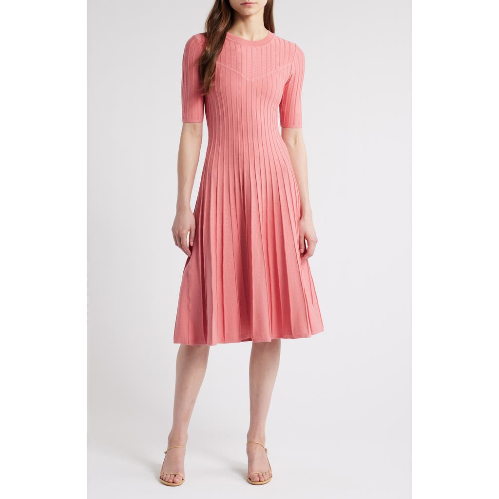 Elie Tahari The Wanda Fit & Flare Sweater Dress In Dragon Fruit