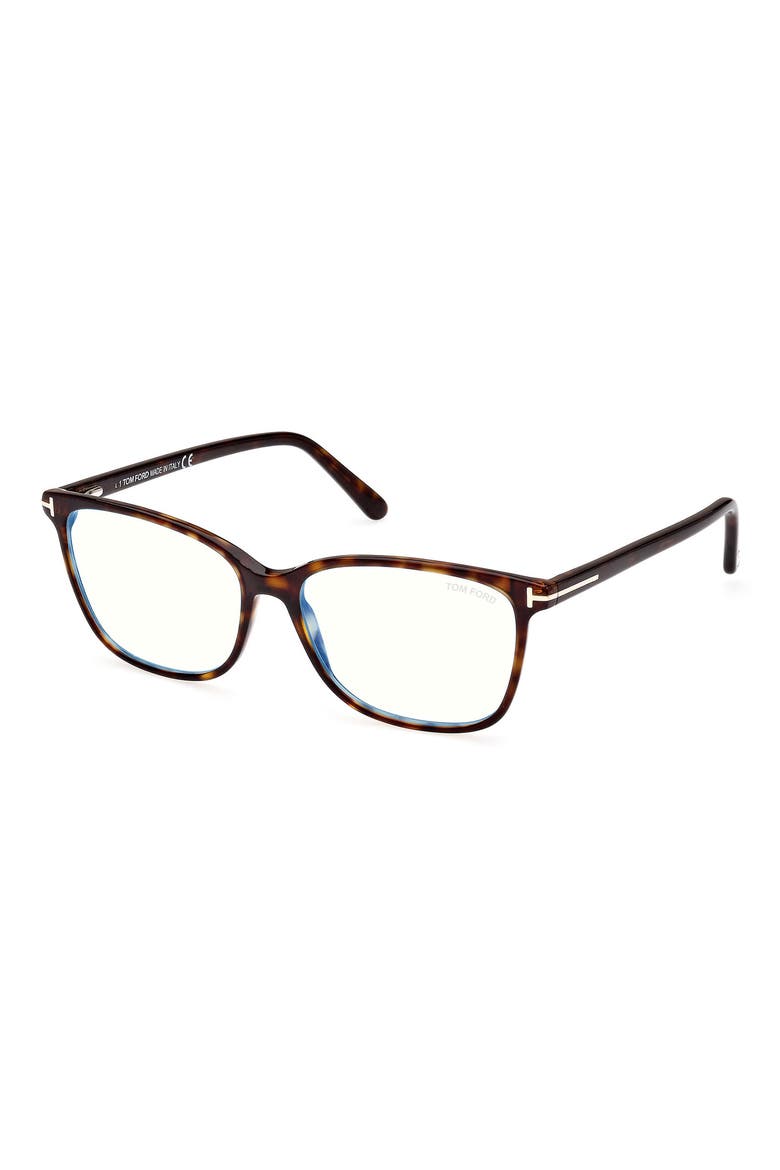 56mm Rectangular Blue Light Blocking Glasses, Alternate, color, DARK HAVANA