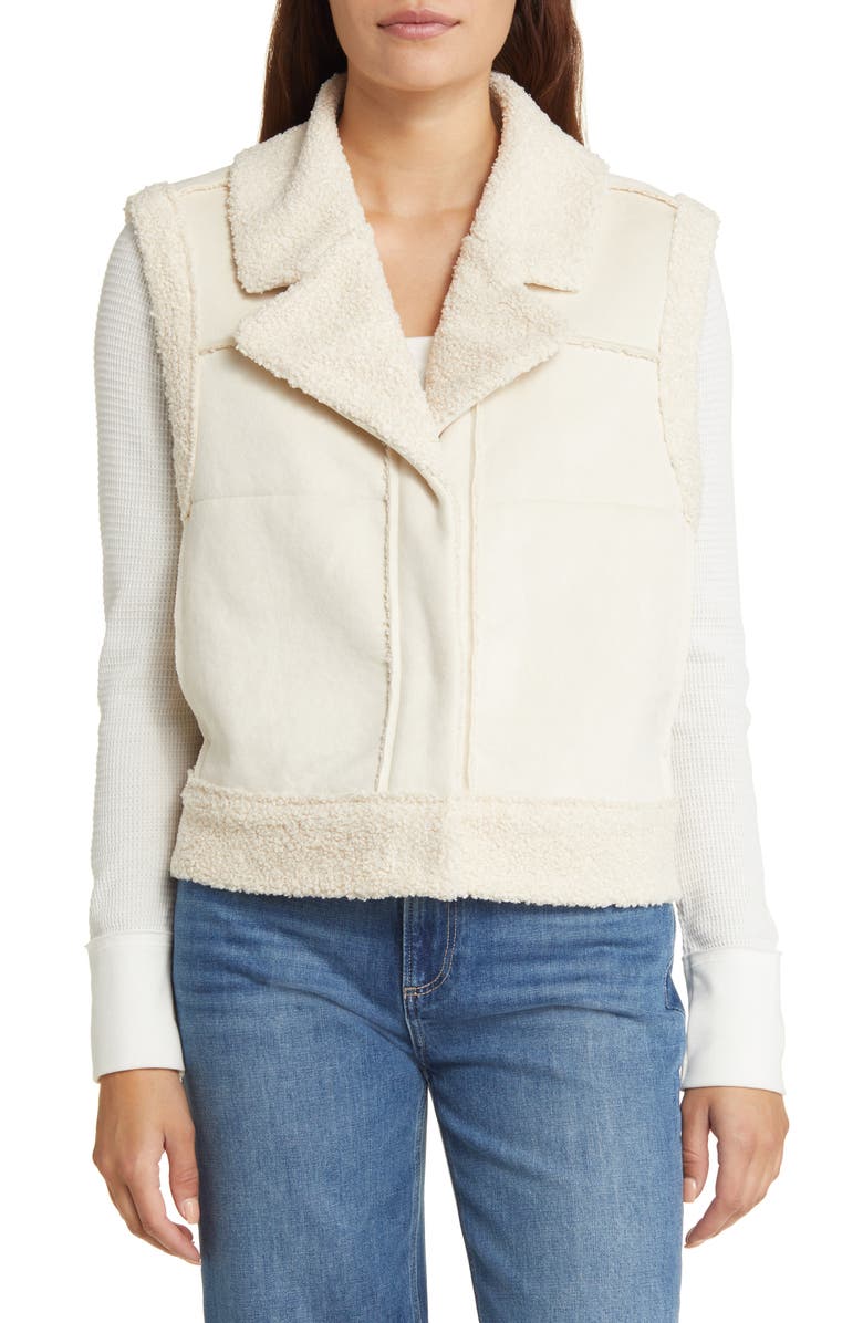 Marine Layer Faux Shearling & Faux Suede Vest, Alternate, color, 