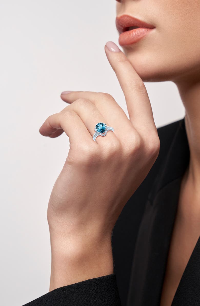 Truly Zac Posen Oval London Blue Topaz & Diamond Ring - 0.33ct., Alternate, color, 