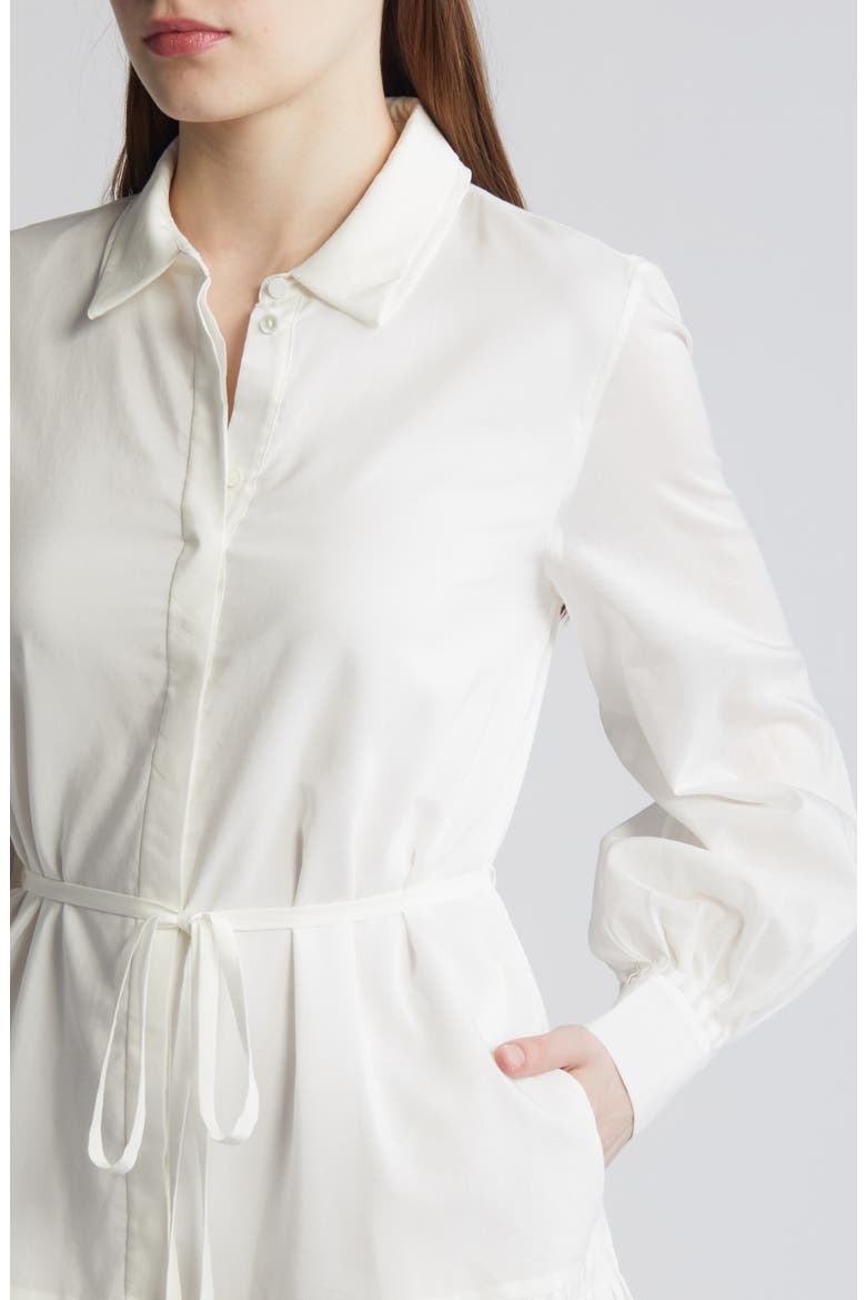 Viola Long Sleeve Cotton & Silk Shirtdress, Alternate, color, WHITE