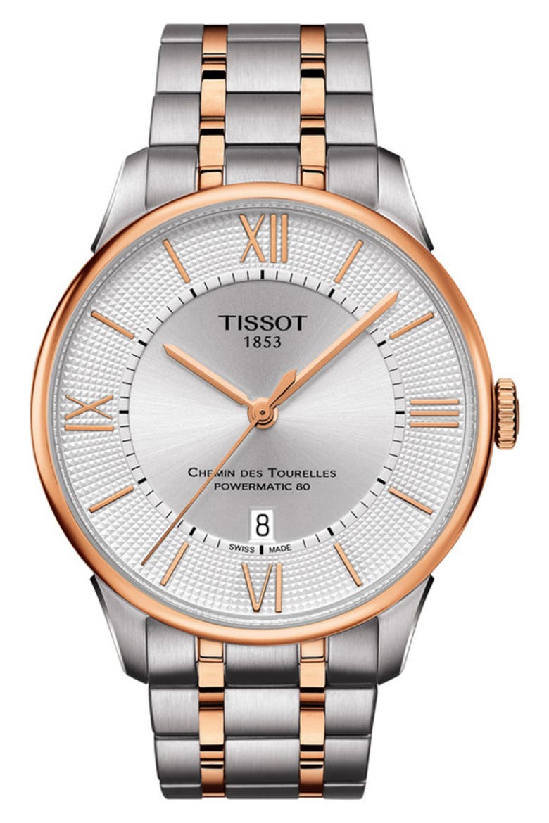 Chemin des Tourelles Two-Tone Bracelet Watch, 42mm, Main, color, SILVER