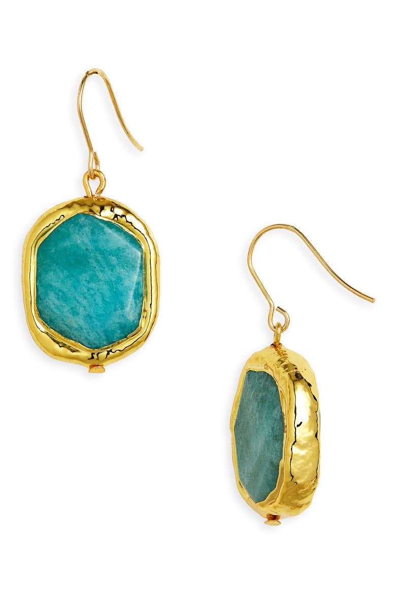 Amazonite Drop Earrings, Main, color, GOLD