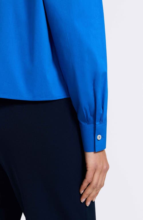 Foxcroft Marina Button-up Cotton Blend Shirt In Cobalt Blue