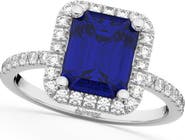ALLUREZ Lab Blue Sapphire & Lab Diamond Engagement Ring 14k