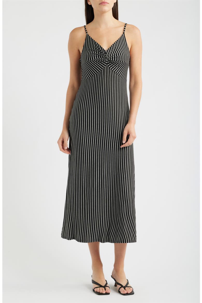 Strappy Twist Midi Dress, Main, color, BLACK