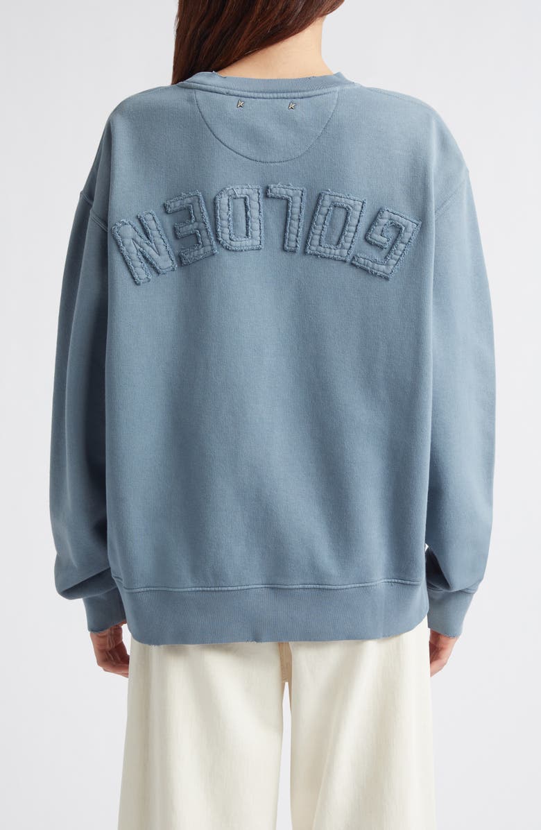 Golden Goose Boxy Faded Cotton Sweatshirt, Alternate, color, Windward Blue