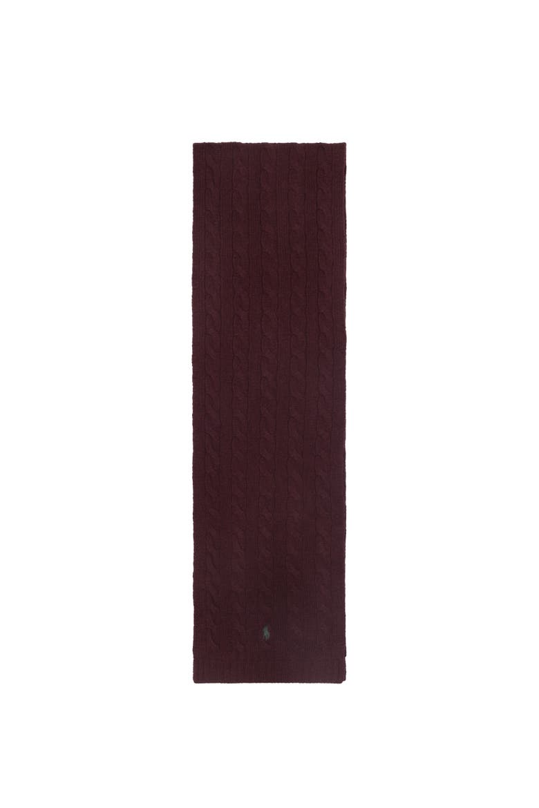 Cashmere Blend Cable Scarf, Alternate, color, Aged Wine Htr