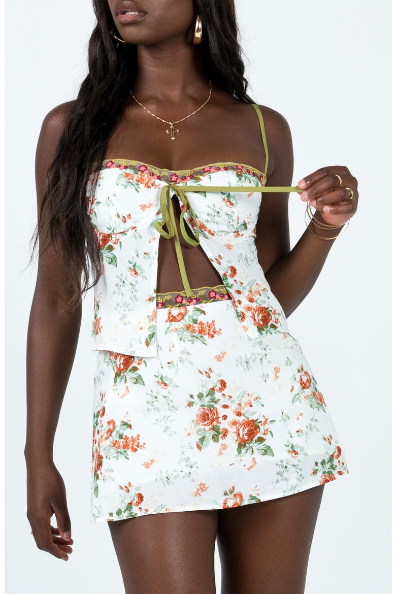 Ringa Rosey Tie Front Camisole, Main, color, WHITE MULTI