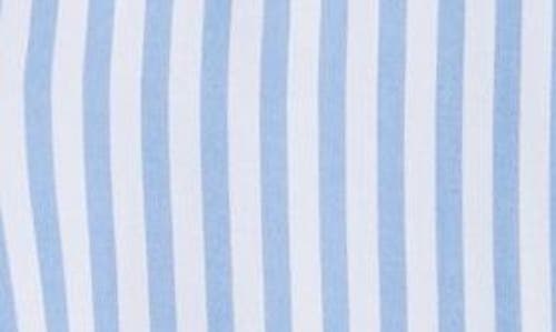 Beachlunchlounge Daria Stripe Short Sleeve Button-up Shirt In Blue Poppy