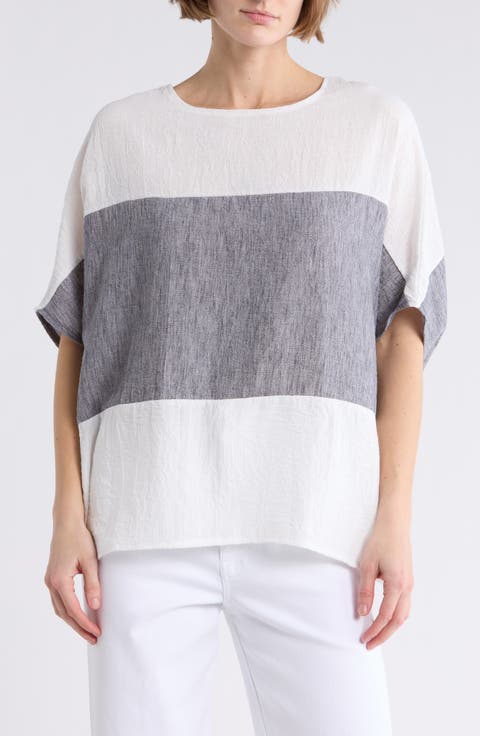Colorblock Short Sleeve Cotton Top