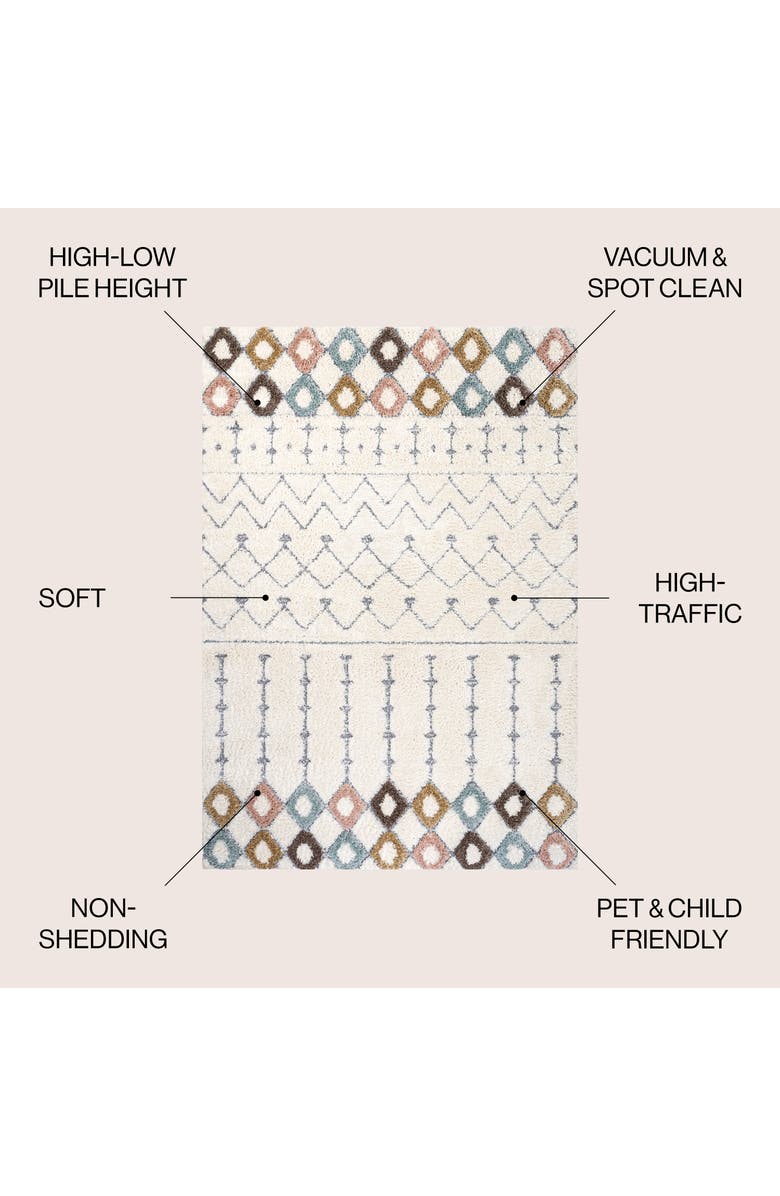 JONATHAN Y Pia Moroccan Trellis Plush Carved Area Rug, Alternate, color, Multi/Cream