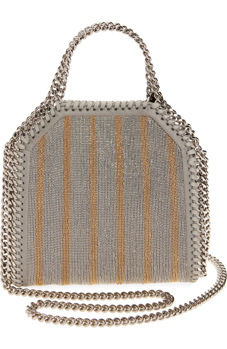 Stella McCartney Rock Tokyo Falabella Crystal Embellished Crossbody Bag, Alternate, color, Light Grey