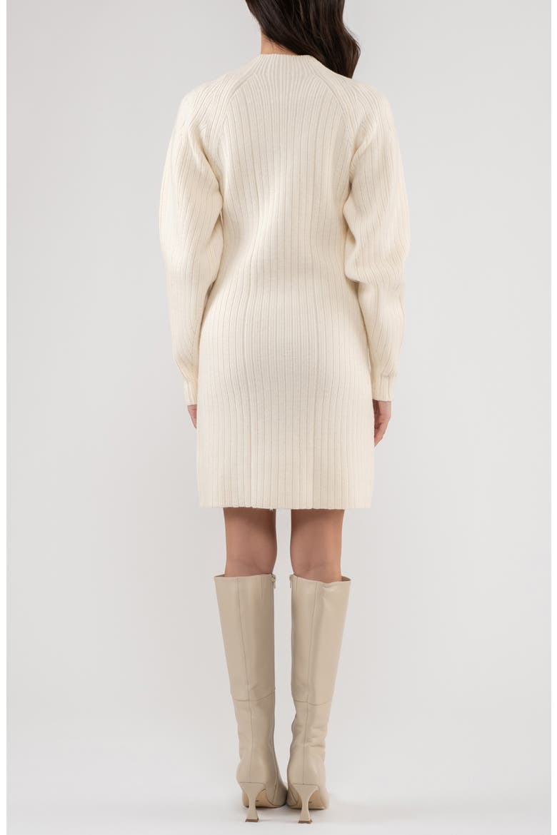 Ribbed Long Sleeve Sweater Minidress, Alternate, color, CREAM