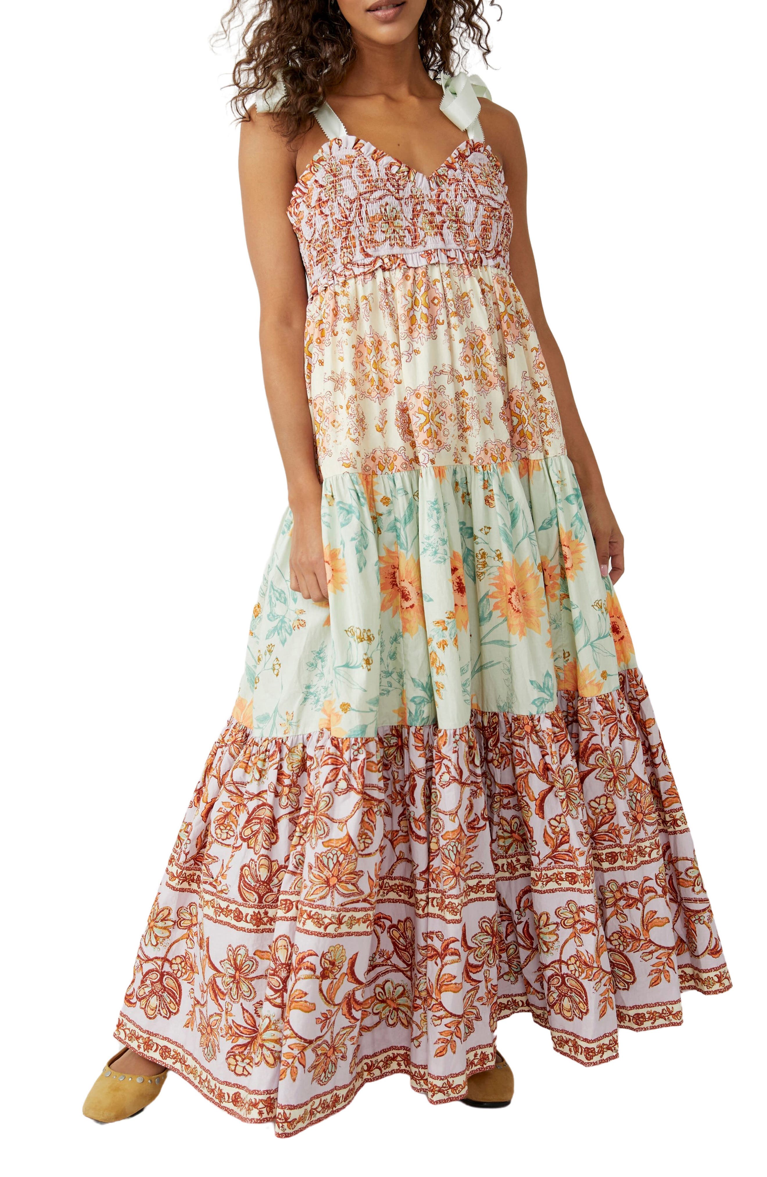Free People Bluebell Mixed Print Cotton Maxi Dress