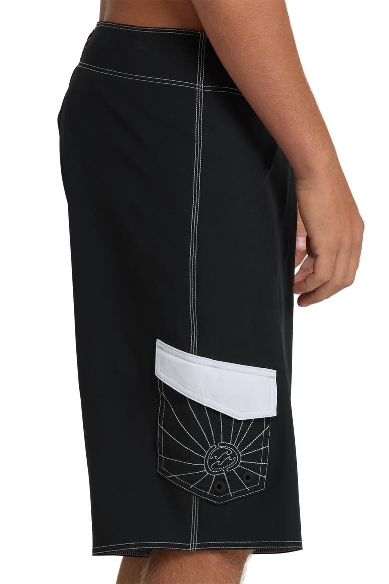 A.I. Rising Sun Pro Board Shorts, Alternate, color, BLACK/ WHITE