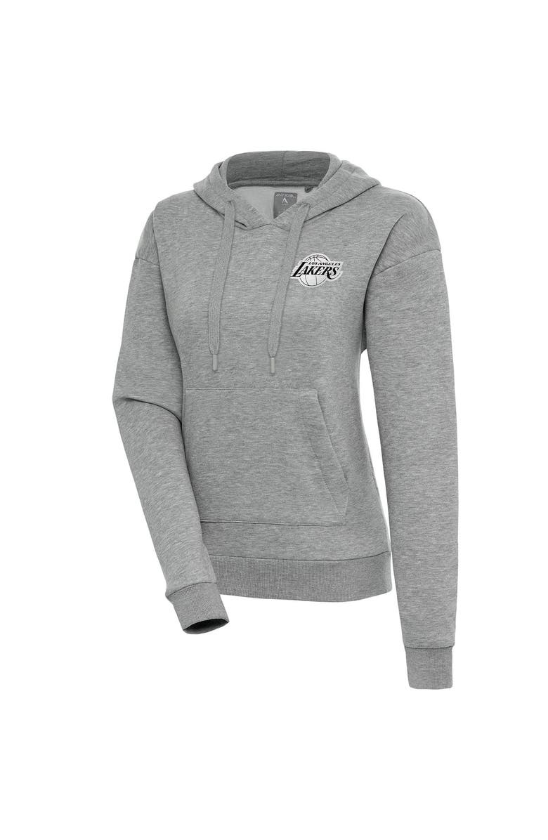 ANTIGUA Women's Antigua  Heather Gray Los Angeles Lakers Brushed Metallic Victory Pullover Hoodie, Main, color, 