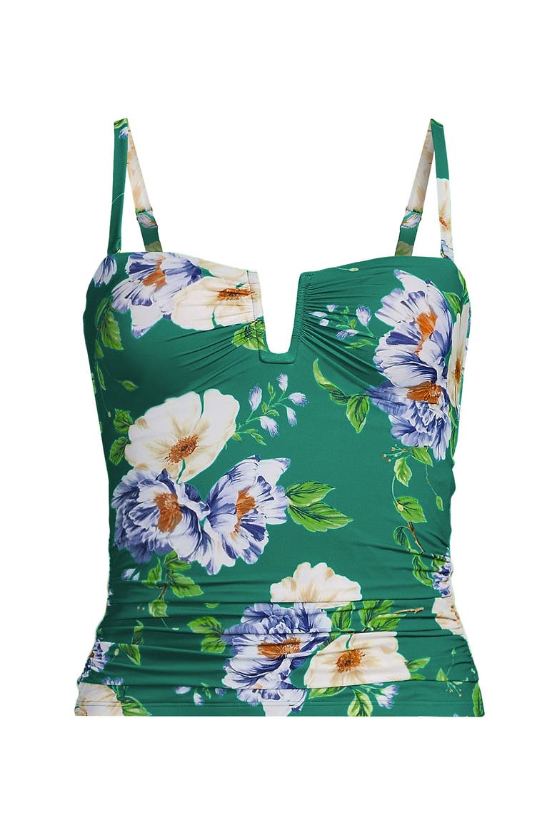 Slender Bandeau U-Wire Tankini Swimsuit Top, Alternate, color, Island Emerald Petunia Floral