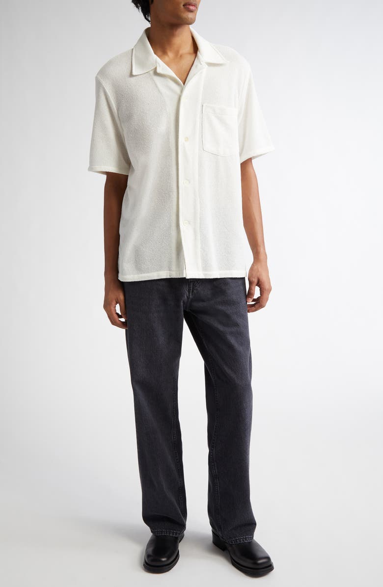 OUR LEGACY Boxy Bouclé Button-Up Shirt, Alternate, color, White Boucle