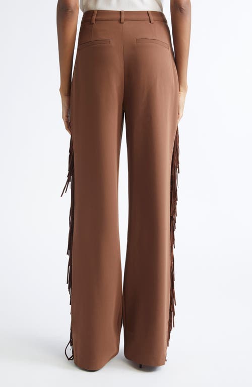 Cinq À Sept Fringe Trim Straight Leg Pants In Brown