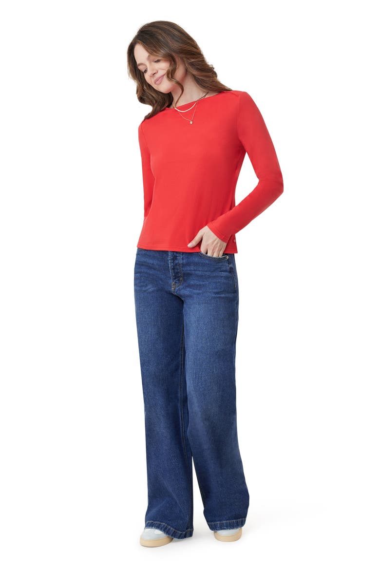 Boat Neck Knit Top, Alternate, color, POINTSETTA