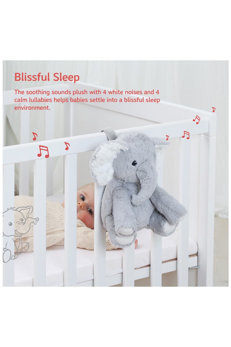 Eli the Elephant - Plush Toy & Baby Sleep Sound Soother, Alternate, color, GREY