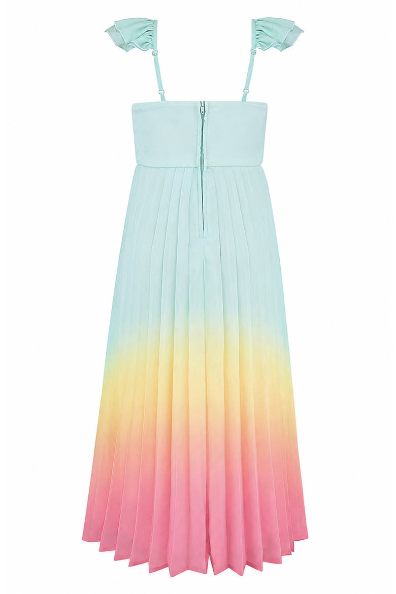 Kids' Ombré Flutter Sleeve Pleated Maxi Dress, Alternate, color, MINT MULTI