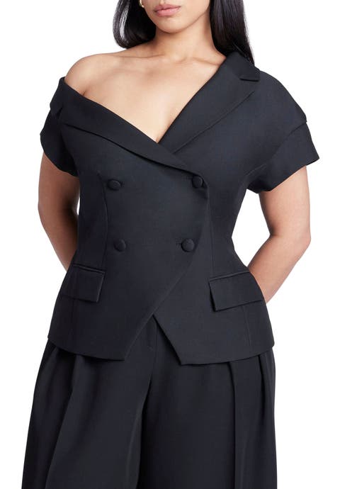 Asym Neckline Short Sleeve Blazer (Plus Available)