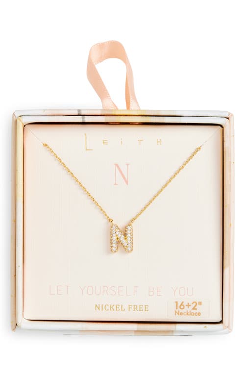 Leith Cubic Zirconia Initial Pendant Necklace In N- Clear- Gold
